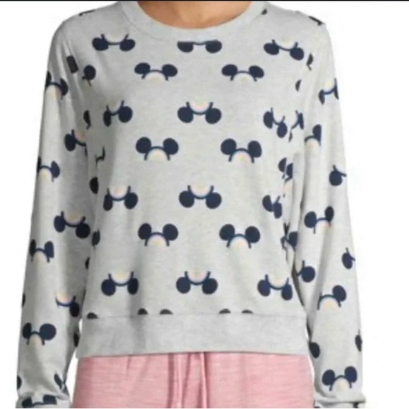 Disney Gray and Blue Dumbbell Print Pajama Top - Picture 1 of 15